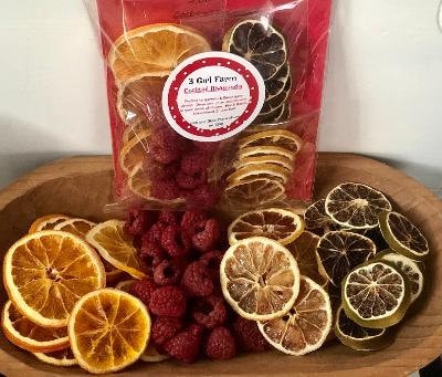 25 Piece Dehydrated Fruit Cocktail Garnish ~ Organic Oranges, Lemons, Limes & Raspberries ~ Holiday Gifts Fun for Friends ~Infusion Aromatic