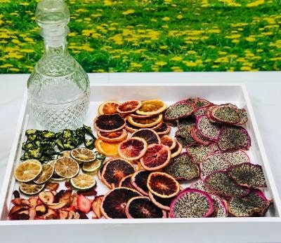 25 Piece Dried Fruit Cocktail Garnish Dragon Fruit Blood Oranges Strawberries Limes Jalapenos New Years Party Gift Infusion Mixology